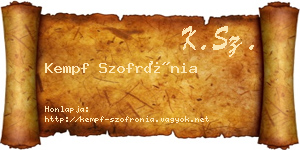 Kempf Szofrónia névjegykártya